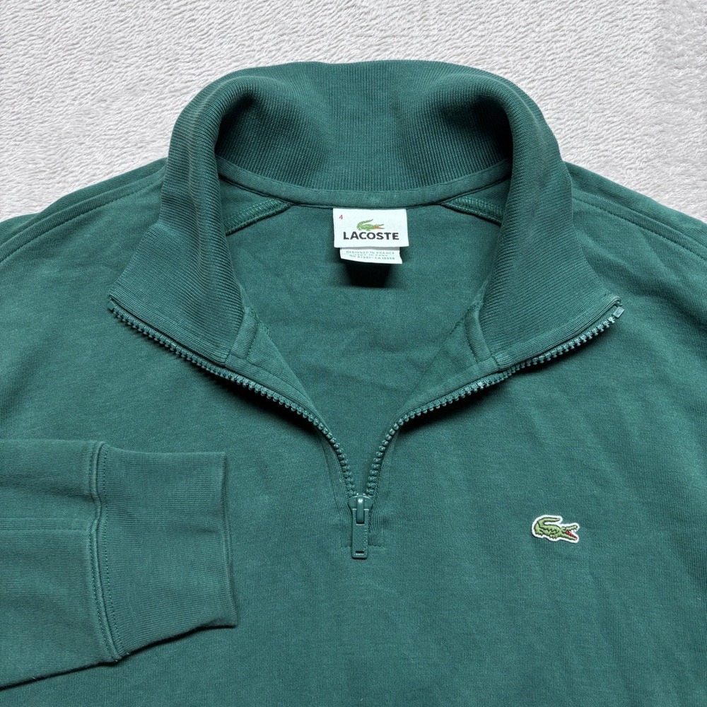 Lacoste Mens M Quarter Zip Pullover Sweatshirt Green 4 5191L France‎